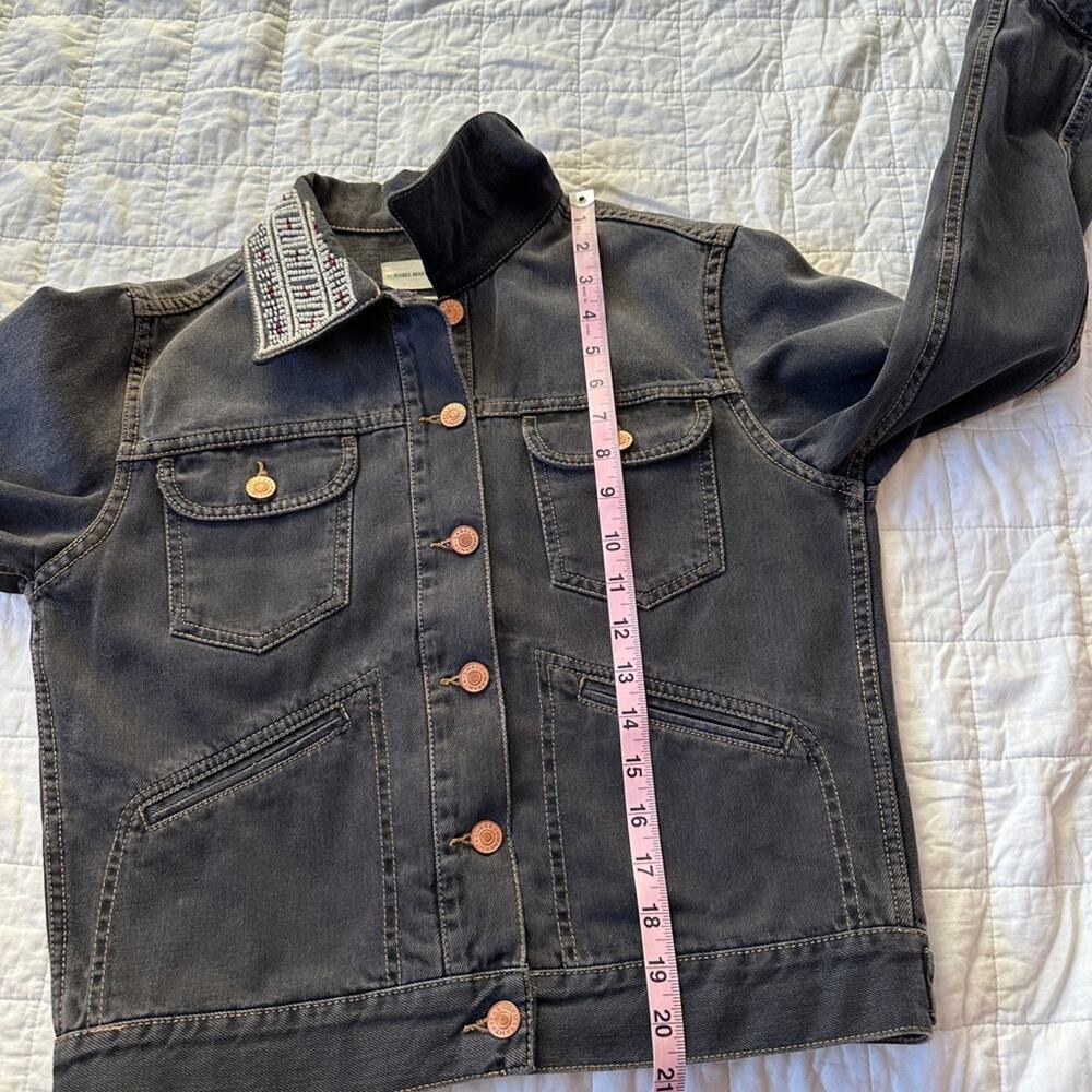 Isabel Marant Denim Jean Jacket Beaded Black Grey - Picture 6 of 10
